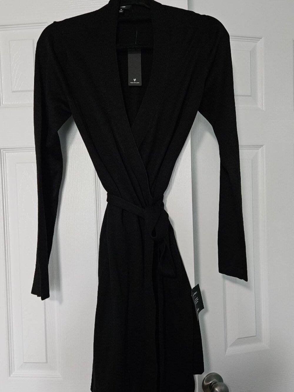 NWT Lulus Literary Lover Black Wrap Sweater Dress size M